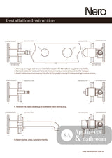 Nero Opal Wall Basin/Bath Mixer 230mm Spout Separate Back Plate Brushed Gold NR251907B230BG - Wall Mixers & Spouts