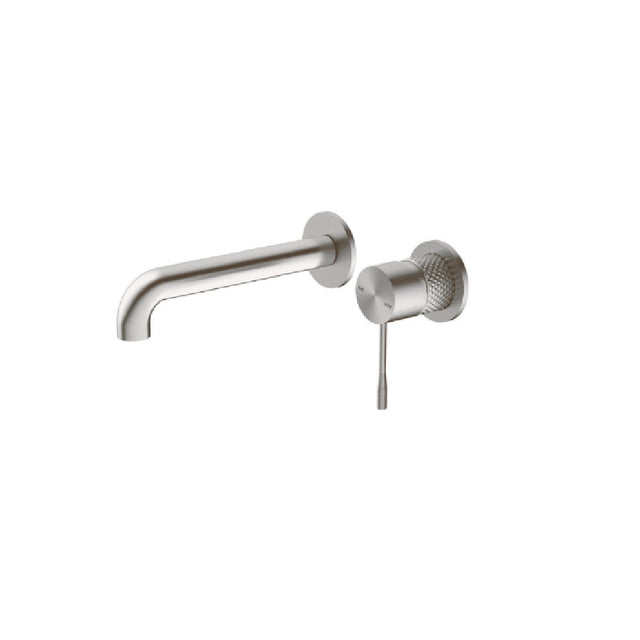 Nero Opal Wall Basin/Bath Mixer 230mm Spout Separate Back Plate Brushed Nickel NR251907B230BN - Wall Mixers & Spouts