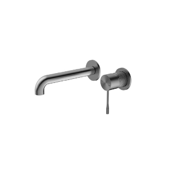 Nero Opal Wall Basin/Bath Mixer 230mm Spout Separate Back Plate Graphite NR251907B230GR - Wall Mixers & Spouts