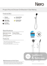 Nero Round Shower On Bracket Chrome NR320CH - Hand Showers