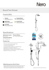 Nero Dolce Shower Set Brushed Nickel NR250805dBN