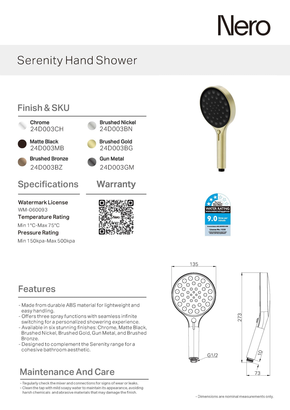 Nero Air Hand Shower II Chrome NR508002CH