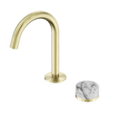 Nero Serenity Progressive Basin Mixer Arc Spout w/ Arabescato Corchia Handle Brushed Gold 24E034BG - Basin Mixers