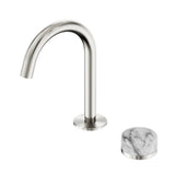 Nero Serenity Progressive Basin Mixer Arc Spout w/ Arabescato Corchia Handle Brushed Nickel 24E034BN - Basin Mixers