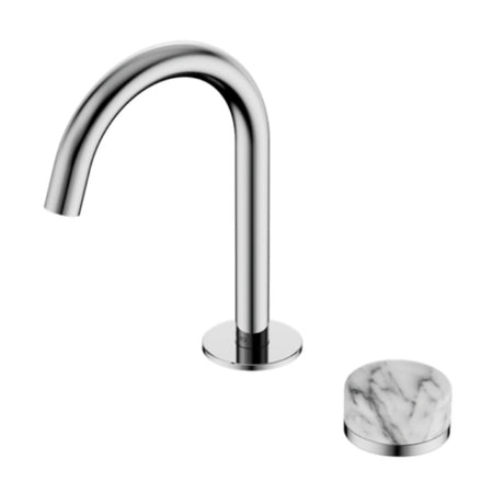 Nero Serenity Progressive Basin Mixer Arc Spout w/ Arabescato Corchia Handle Chrome 24E034CH - Basin Mixers