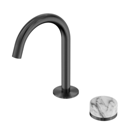 Nero Serenity Progressive Basin Mixer Arc Spout w/ Arabescato Corchia Handle Gunmetal 24E034GM - Basin Mixers