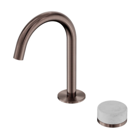 Nero Serenity Progressive Basin Mixer Arc Spout w/ Carrara Handle Brushed Bronze 24E031BZ - Basin Mixers