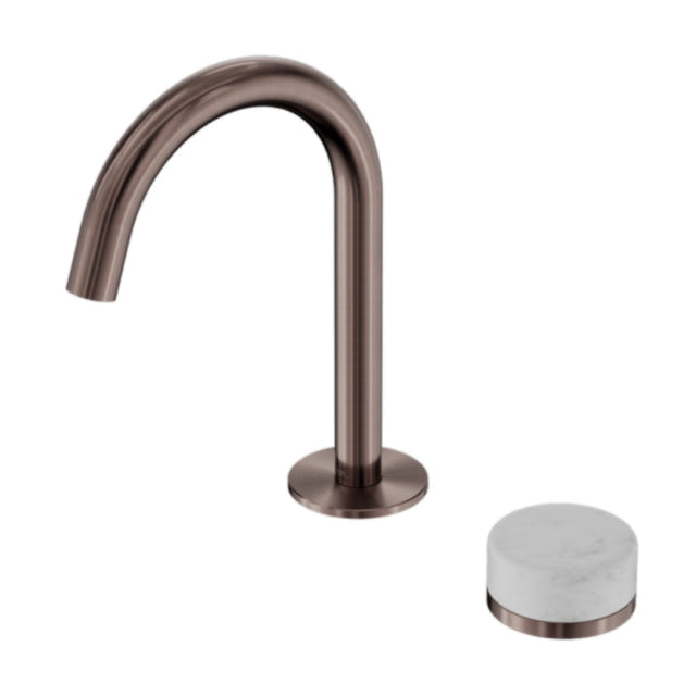 Nero Serenity Progressive Basin Mixer Arc Spout w/ Carrara Handle Brushed Bronze 24E031BZ - Basin Mixers