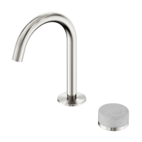 Nero Serenity Progressive Basin Mixer Arc Spout w/ Carrara Handle Brushed Nickel 24E031BN - Basin Mixers