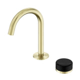 Nero Serenity Progressive Basin Mixer Arc Spout w/ Marquina Black Handle Brushed Gold 24E133BG - Basin Mixers
