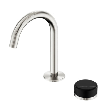 Nero Serenity Progressive Basin Mixer Arc Spout w/ Marquina Black Handle Brushed Nickel 24E133BN - Basin Mixers