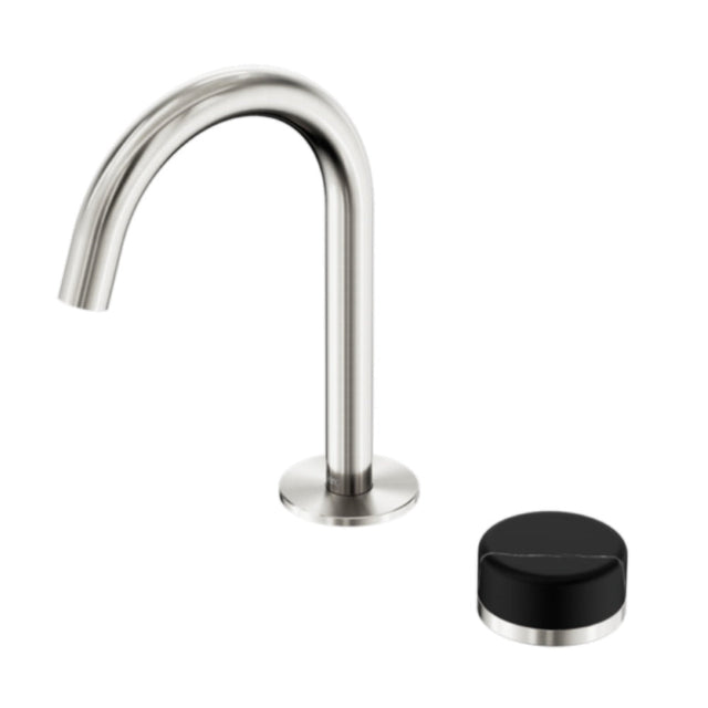 Nero Serenity Progressive Basin Mixer Arc Spout w/ Marquina Black Handle Brushed Nickel 24E133BN - Basin Mixers