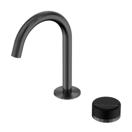 Nero Serenity Progressive Basin Mixer Arc Spout w/ Marquina Black Handle Gunmetal 24E133GM - Basin Mixers