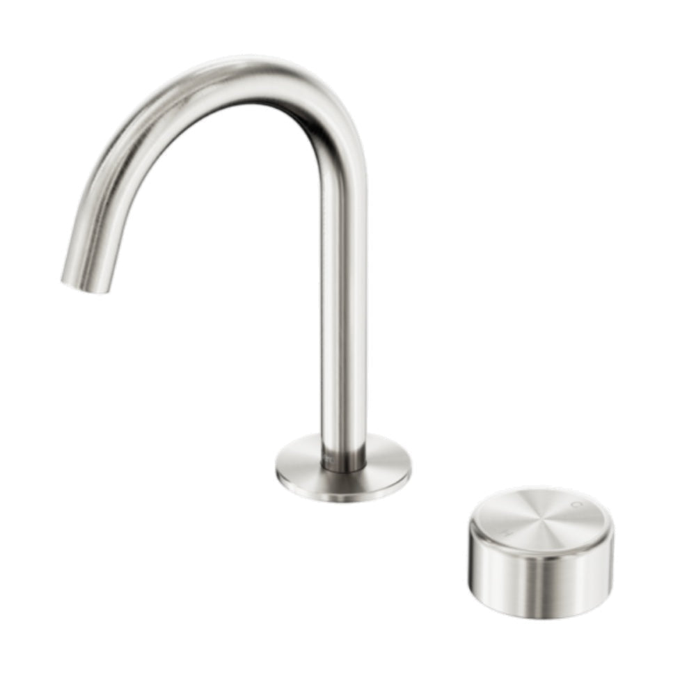 Nero Serenity Progressive Basin Mixer Arc Spout w/ Metal Handle Brushed Nickel 24E036BN - Basin Mixers