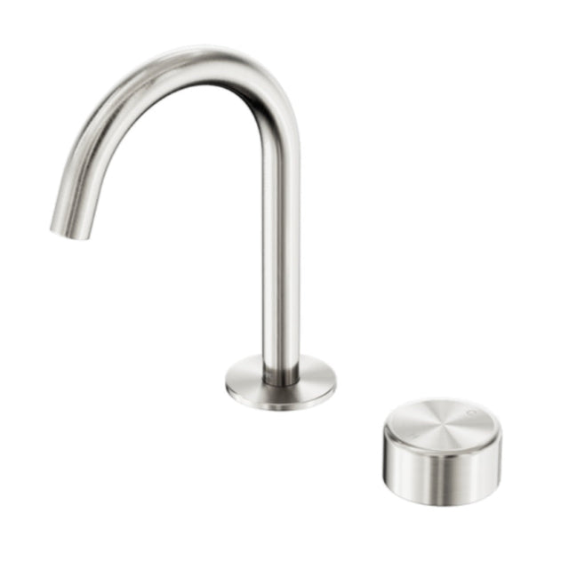 Nero Serenity Progressive Basin Mixer Arc Spout w/ Metal Handle Brushed Nickel 24E036BN - Basin Mixers
