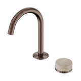 Nero Serenity Progressive Basin Mixer Arc Spout w/ Rome Travertine Handle Brushed Bronze 24E033BZ - Basin Mixers