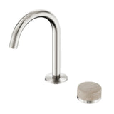 Nero Serenity Progressive Basin Mixer Arc Spout w/ Rome Travertine Handle Brushed Nickel 24E033BN - Basin Mixers