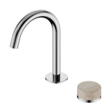 Nero Serenity Progressive Basin Mixer Arc Spout w/ Rome Travertine Handle Chrome 24E033CH - Basin Mixers