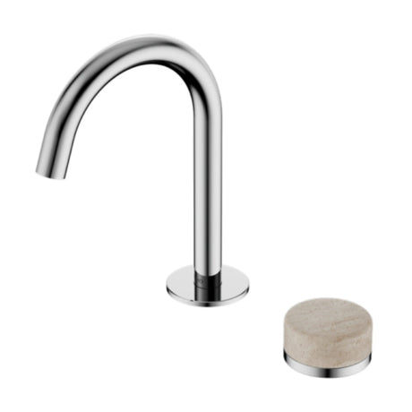 Nero Serenity Progressive Basin Mixer Arc Spout w/ Rome Travertine Handle Chrome 24E033CH - Basin Mixers