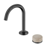 Nero Serenity Progressive Basin Mixer Arc Spout w/ Rome Travertine Handle Gunmetal 24E033GM - Basin Mixers
