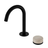 Nero Serenity Progressive Basin Mixer Arc Spout w/ Rome Travertine Handle Matte Black 24E033MB - Basin Mixers