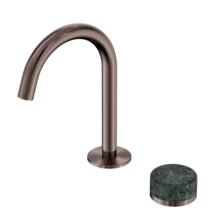 Nero Serenity Progressive Basin Mixer Arc Spout w/ Verde Alpi Handle Brushed Bronze 24E032BZ - Basin Mixers