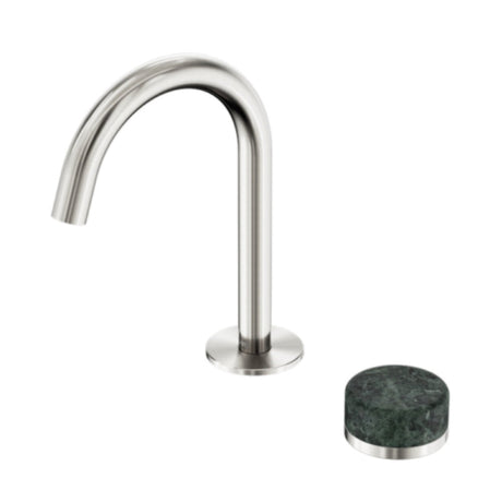 Nero Serenity Progressive Basin Mixer Arc Spout w/ Verde Alpi Handle Brushed Nickel 24E032BN - Basin Mixers