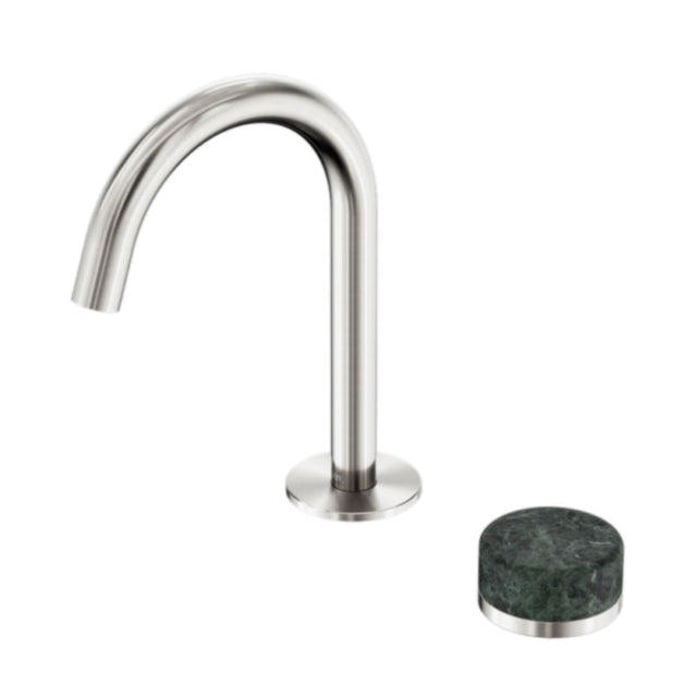 Nero Serenity Progressive Basin Mixer Arc Spout w/ Verde Alpi Handle Brushed Nickel 24E032BN - Basin Mixers