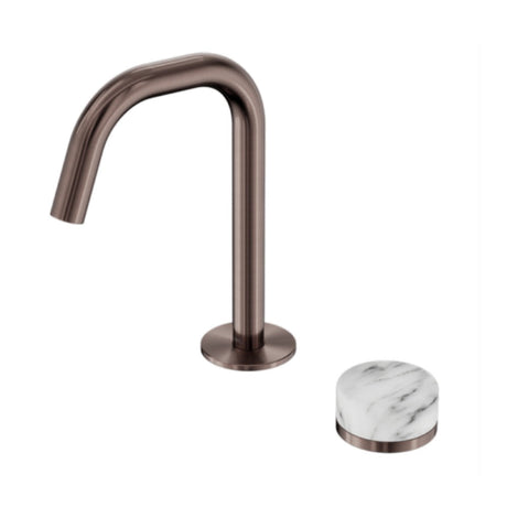 Nero Serenity Progressive Basin Mixer Edge Spout w/ Arabescato Corchia Handle Brushed Bronze 24E046BZ - Basin Mixers