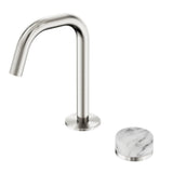 Nero Serenity Progressive Basin Mixer Edge Spout w/ Arabescato Corchia Handle Brushed Nickel 24E046BN - Basin Mixers