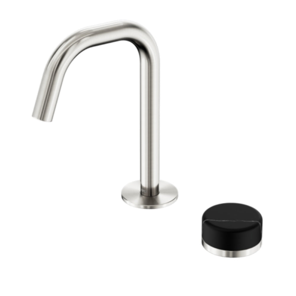 Nero Serenity Progressive Basin Mixer Edge Spout w/ Marquina Black Handle Brushed Nickel 24E135BN - Basin Mixers