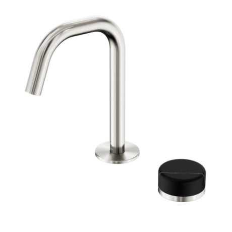 Nero Serenity Progressive Basin Mixer Edge Spout w/ Marquina Black Handle Brushed Nickel 24E135BN - Basin Mixers