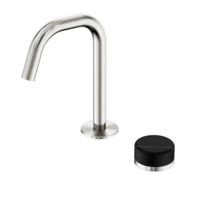 Nero Serenity Progressive Basin Mixer Edge Spout w/ Marquina Black Handle Brushed Nickel 24E135BN - Basin Mixers
