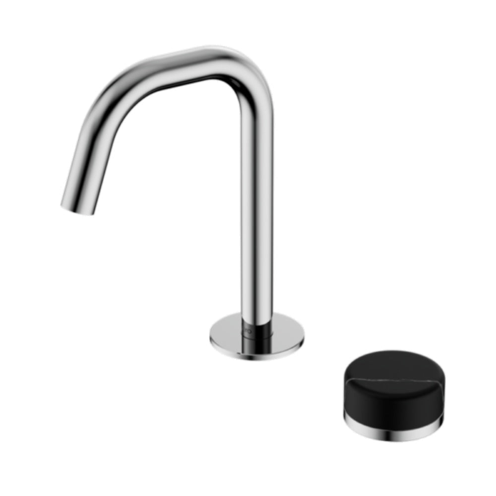 Nero Serenity Progressive Basin Mixer Edge Spout w/ Marquina Black Handle Chrome 24E135CH - Basin Mixers