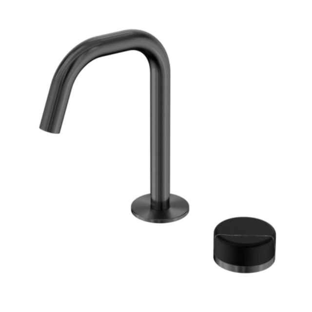 Nero Serenity Progressive Basin Mixer Edge Spout w/ Marquina Black Handle Gunmetal 24E135GM - Basin Mixers