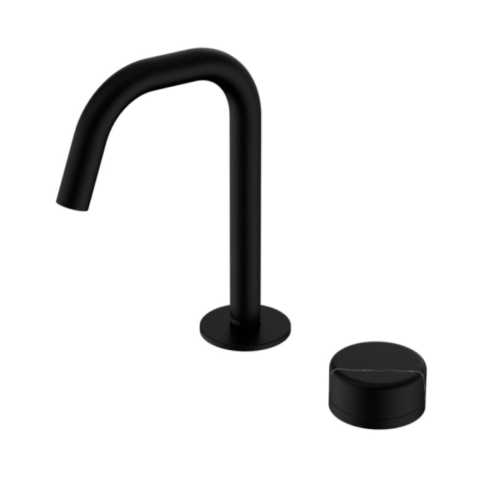 Nero Serenity Progressive Basin Mixer Edge Spout w/ Marquina Black Handle Matte Black 24E135MB - Basin Mixers