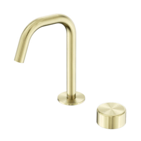 Nero Serenity Progressive Basin Mixer Edge Spout w/ Metal Handle Brushed Gold 24E048BG - Basin Mixers