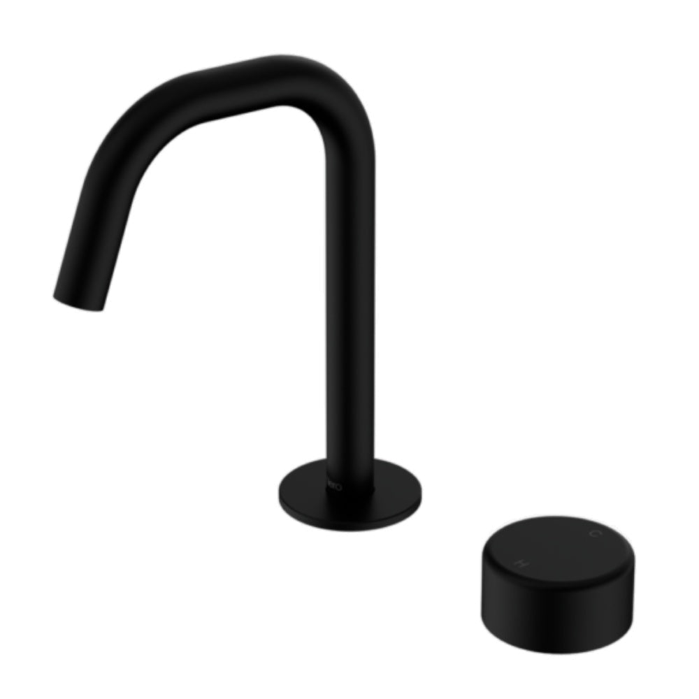 Nero Serenity Progressive Basin Mixer Edge Spout w/ Metal Handle Matte Black 24E048MB - Basin Mixers