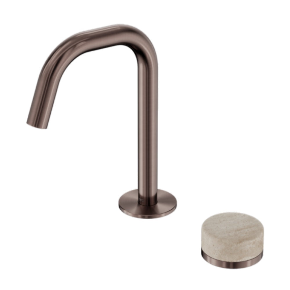 Nero Serenity Progressive Basin Mixer Edge Spout w/ Rome Travertine Handle Brushed Bronze 24E045BZ - Basin Mixers