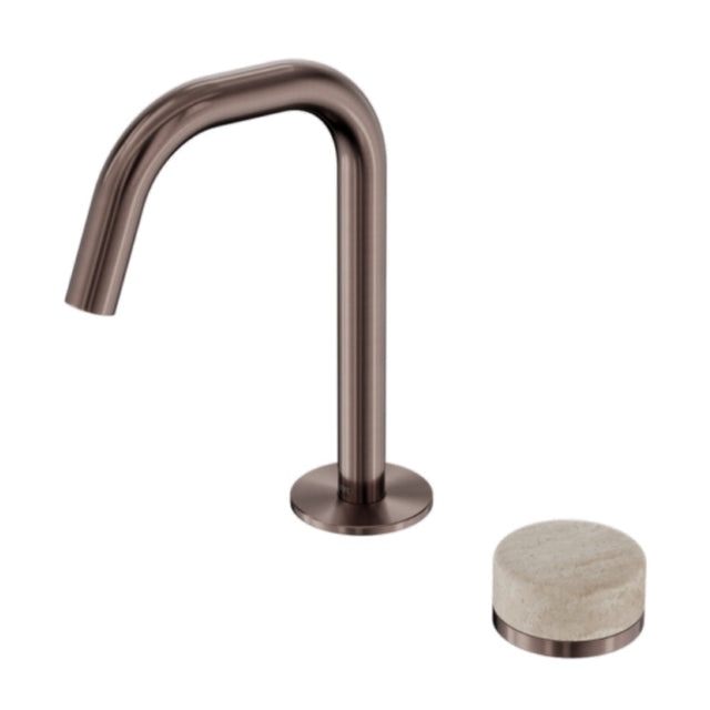 Nero Serenity Progressive Basin Mixer Edge Spout w/ Rome Travertine Handle Brushed Bronze 24E045BZ - Basin Mixers
