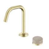 Nero Serenity Progressive Basin Mixer Edge Spout w/ Rome Travertine Handle Brushed Gold 24E045BG - Basin Mixers