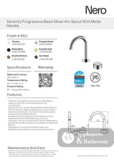Nero Serenity Progressive Basin Mixer Edge Spout w/ Rome Travertine Handle Brushed Gold 24E045BG - Basin Mixers