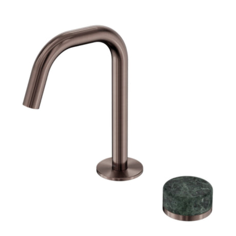 Nero Serenity Progressive Basin Mixer Edge Spout w/ Verde Alpi Handle Brushed Bronze 24E044BZ - Basin Mixers