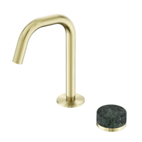 Nero Serenity Progressive Basin Mixer Edge Spout w/ Verde Alpi Handle Brushed Gold 24E044BG - Basin Mixers