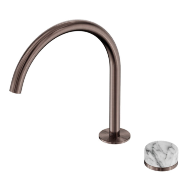 Nero Serenity Progressive Bath/Kitchen Mixer Arc Spout w/ Arabescato Corchia Handle Brushed Bronze 24E040BZ - Diverter