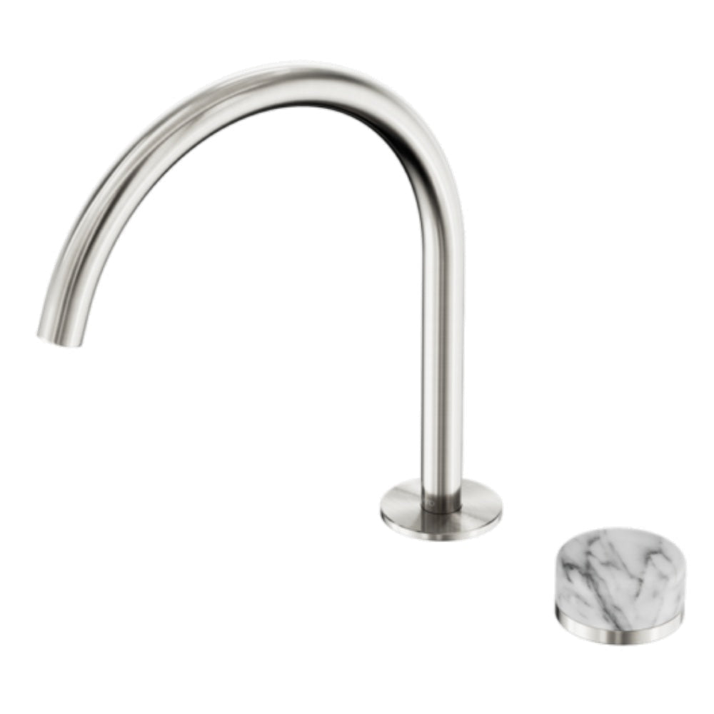 Nero Serenity Progressive Bath/Kitchen Mixer Arc Spout w/ Arabescato Corchia Handle Brushed Nickel 24E040BN - Diverter