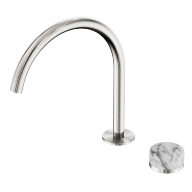 Nero Serenity Progressive Bath/Kitchen Mixer Arc Spout w/ Arabescato Corchia Handle Brushed Nickel 24E040BN - Diverter