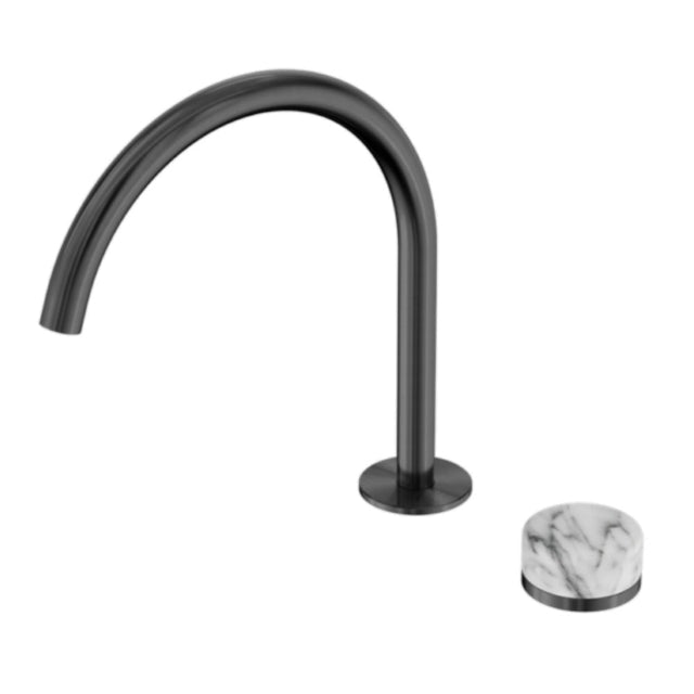 Nero Serenity Progressive Bath/Kitchen Mixer Arc Spout w/ Arabescato Corchia Handle Gunmetal 24E040GM - Diverter Mixers