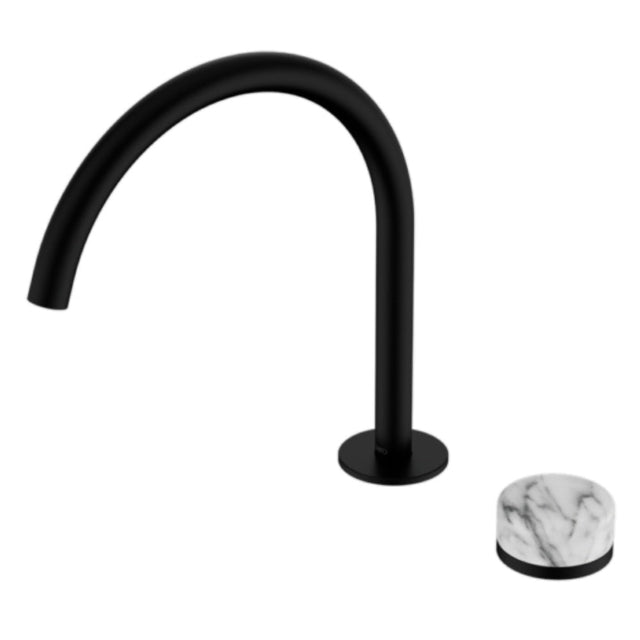 Nero Serenity Progressive Bath/Kitchen Mixer Arc Spout w/ Arabescato Corchia Handle Matte Black 24E040MB - Diverter