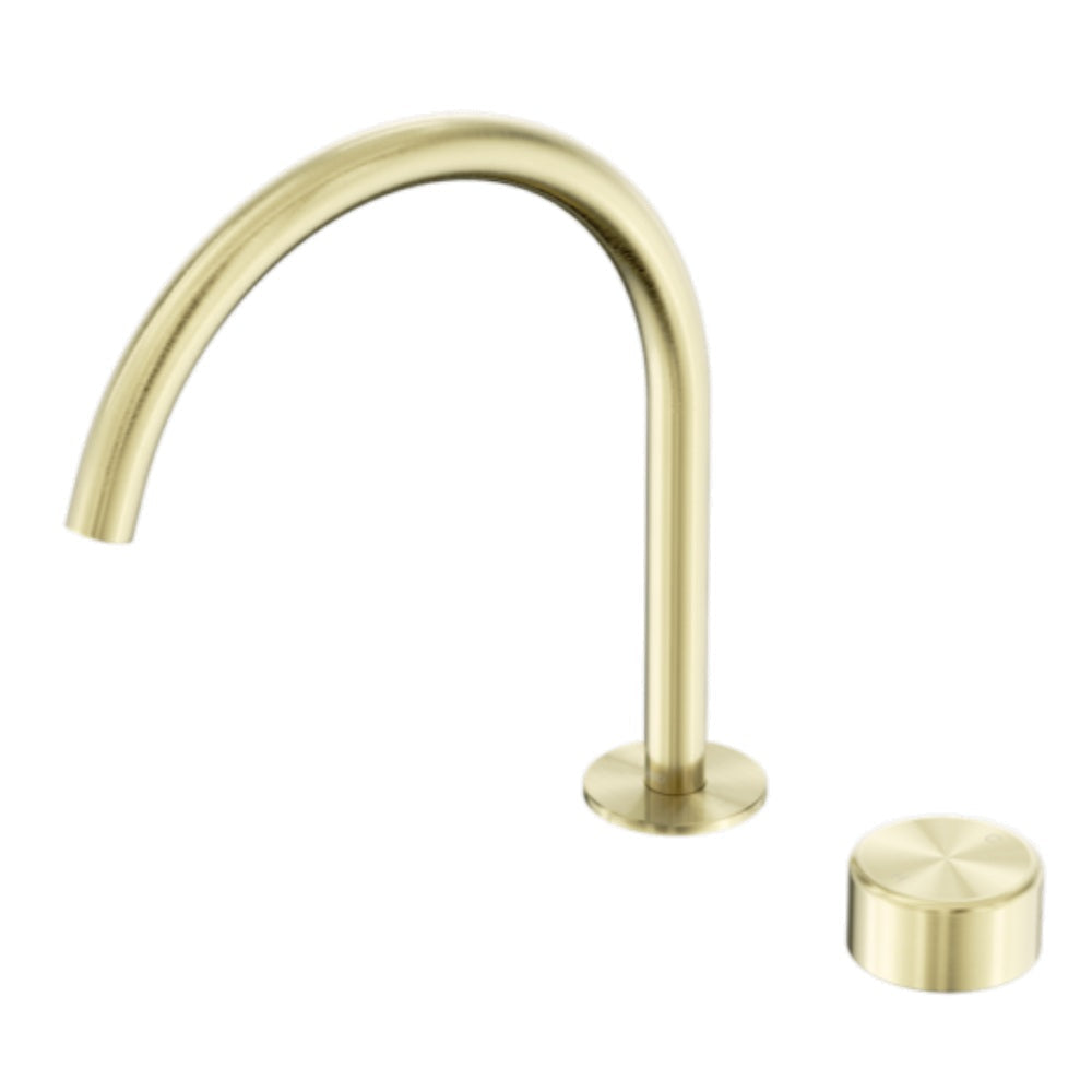 Nero Serenity Progressive Bath/Kitchen Mixer Arc Spout w/ Metal Handle Brushed Gold 24E042BG - Basin Mixers
